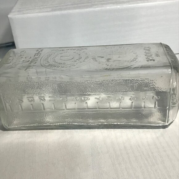 Vtg Dodge Chemical Co Embalming Glass Bottle Clear Embossed Measurements Canada - Picture 12 of 16